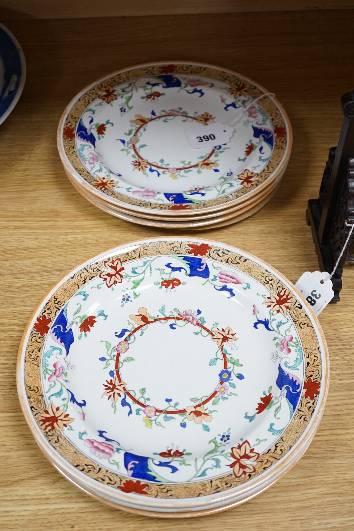 A set of 6 Victorian Minton stone china plates, 26.5cms diameter